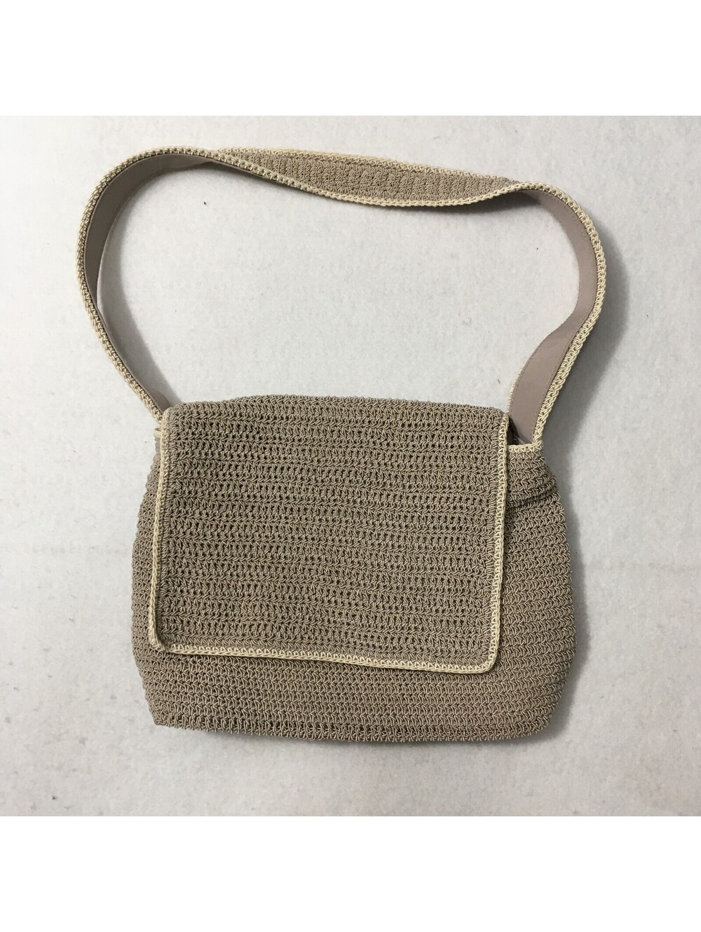 Express type Small beige Mesh purse 11" x 9"